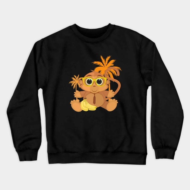 Monkey Nerd Crewneck Sweatshirt by adamzworld